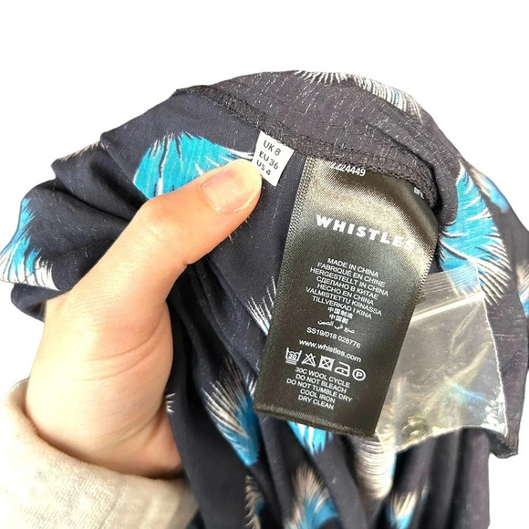 Whistles Coral Print Frill Jumpsuit Black Blue Size US 4 - Picture 9 of 10